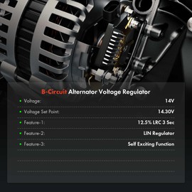 A-Premium Alternator Voltage Regulator Compatible with Nissan Rogue 2014-2019 2.5L, Rogue Sport 2017-2019 2.0L, B-Circuit 14.3 Vset