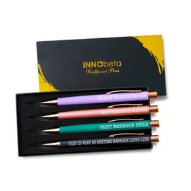 InnoBeta Manager Ballpoint Pen Set of 4 - Perfect Gifts for Boss Ladies on Birthday, Christmas, National Boss's Day, Retirement and Anniversary