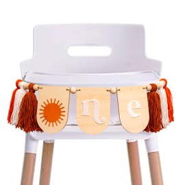 CANTLY Sun First Birthday High Chair Banner - First Trip Around The Sun Birthday Party Decoration Supplies Highchair Wooden Tassel Banner, Sunshine Sign 1st Birthday Anniversary Milestone Celebration Photo Prop Banner