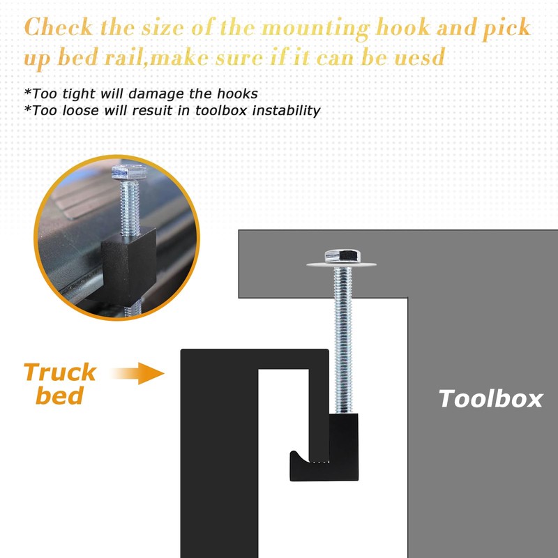 QYMOPAY Truck Tool Box Mounting Kit, No Drill Pickup Truck