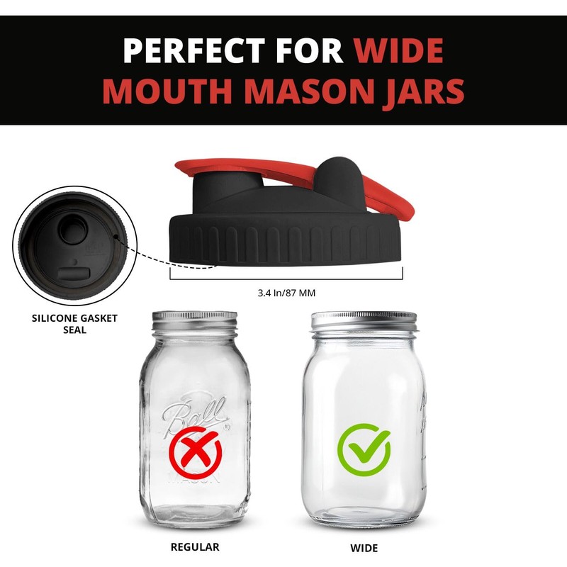 2 Pack Wide Mouth Flip Cap Mason Jar Lids for