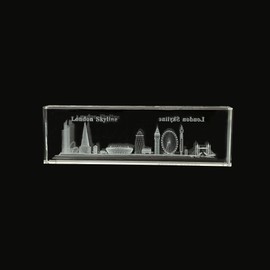 LILAJ 3D Laser Engraved Skyline Crystal Art Glass Ornament – Including Tower Bridge, Big Ben and More – Iconic London Landmarks Figurine Gift – Perfect Home Decor, Collectible British Souvenir