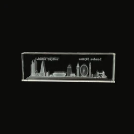 LILAJ 3D Laser Engraved Skyline Crystal Art Glass Ornament – Including Tower Bridge, Big Ben and More – Iconic London Landmarks Figurine Gift – Perfect Home Decor, Collectible British Souvenir
