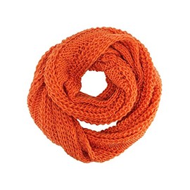 Orange Simple Chunky Knit Unisex Winter Infinity Scarf