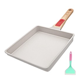 AIKENBBKK Japanese Omelette Pan Nonstick, Large Tamagoyaki Pan Egg Roll Pan with Detachable Handle, Oven& Dishwasher Safe, 9” x 8” (White)