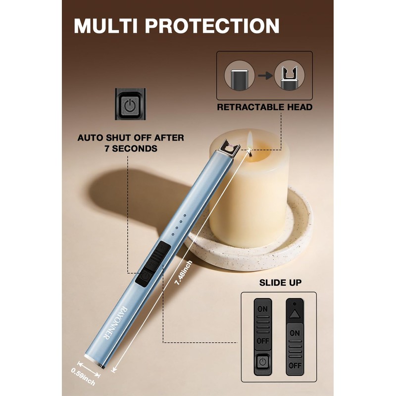 RAYONNER Rechargeable Electric Candle Lighter Windproof Plasma Arc Lighter for