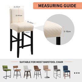 Fuloon Waterproof Bar Stool Covers, High Elastic Fit Removable Washable Bar Chair Covers with Back, The ideal length for the backrest and seat cushion is approximately 15 inches