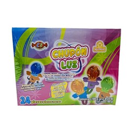 Chupon Luz 24 piezas, Caramelo Macizo en forma de chupones con Sabor A Frutas, Las Delicias.
