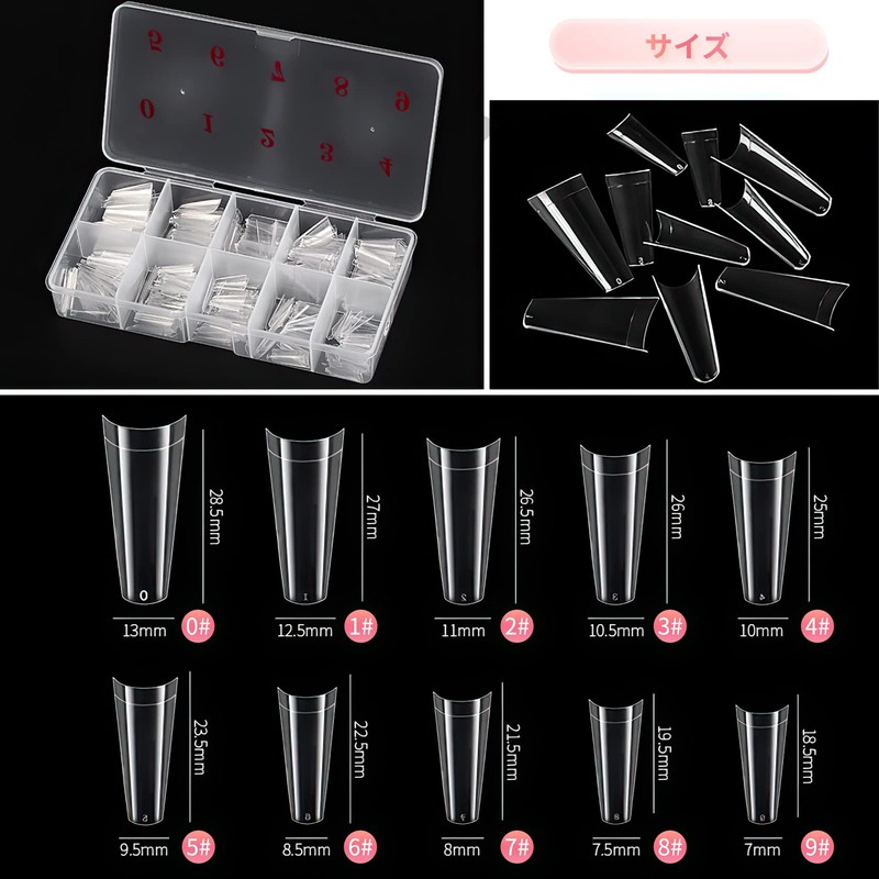 Annhua Nail Tips, Square, Long, Set of 500, Perfect for