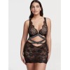 Victoria's Secret XS,S,M,L SLIP DRESS mini black lace satin SHINE