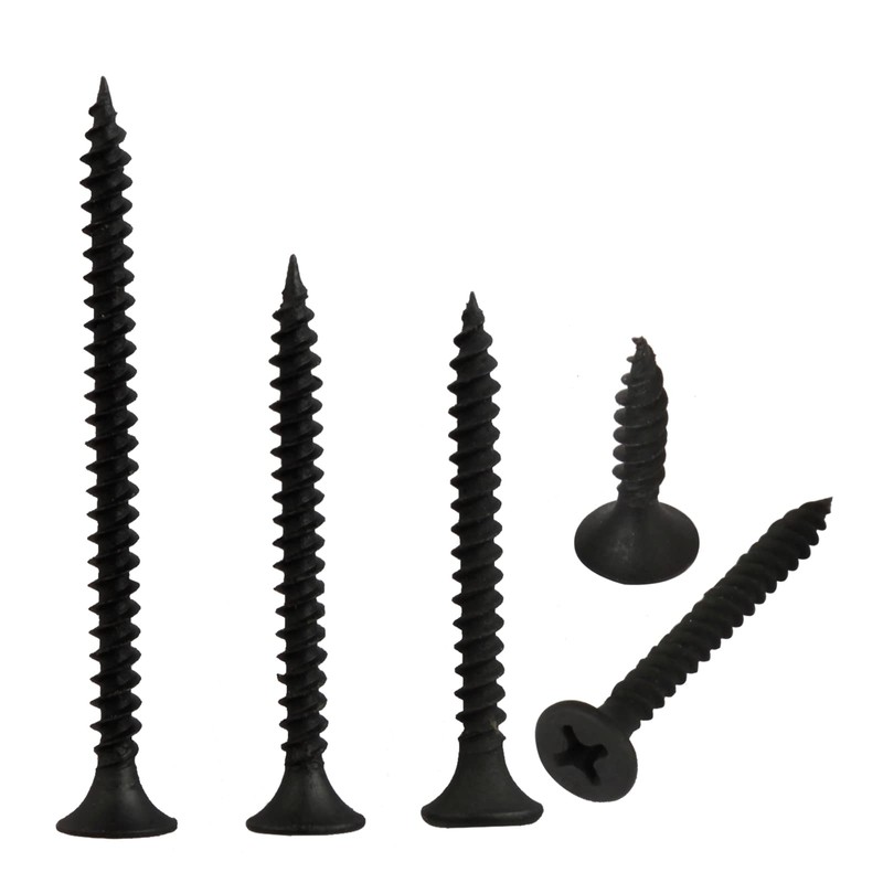 BAAB FASTENER 180PCS Wood Screws Assortment, M3.5 Black Screws Coarse
