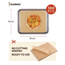 Katbite Air Fryer Disposable Paper Liners 100 Pcs, 9x11 Inch, Oil Resistant & Easy Clean, Non-stick Rectangular Paper Sheets Basket Liner for Toaster Oven Xl Air Fryer