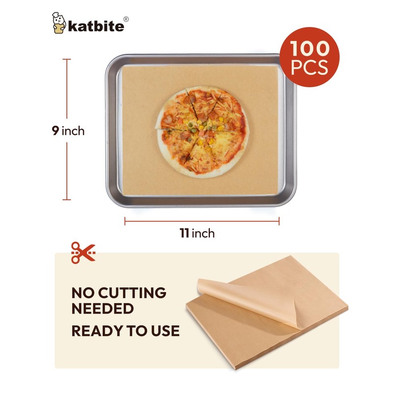 Katbite Air Fryer Disposable Paper Liners 100 Pcs, 9x11 Inch,