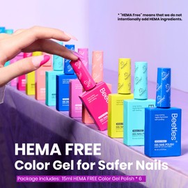 Beetles Summer Gel Nail Polish Set 6 Colors Hema Free Neon Hot Pink Orange Yellow Blue Purple Gel Polish Kit Soak Off Uv LED 15ml Full Size DIY Home Manicure Salon Gifts for Women Spectrum Dance