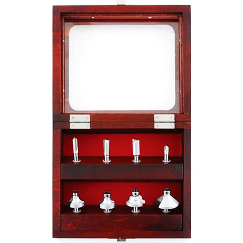 E-Value ERB6-8 Carbide Router Trimmer Bit Set, 8 Pieces, Case