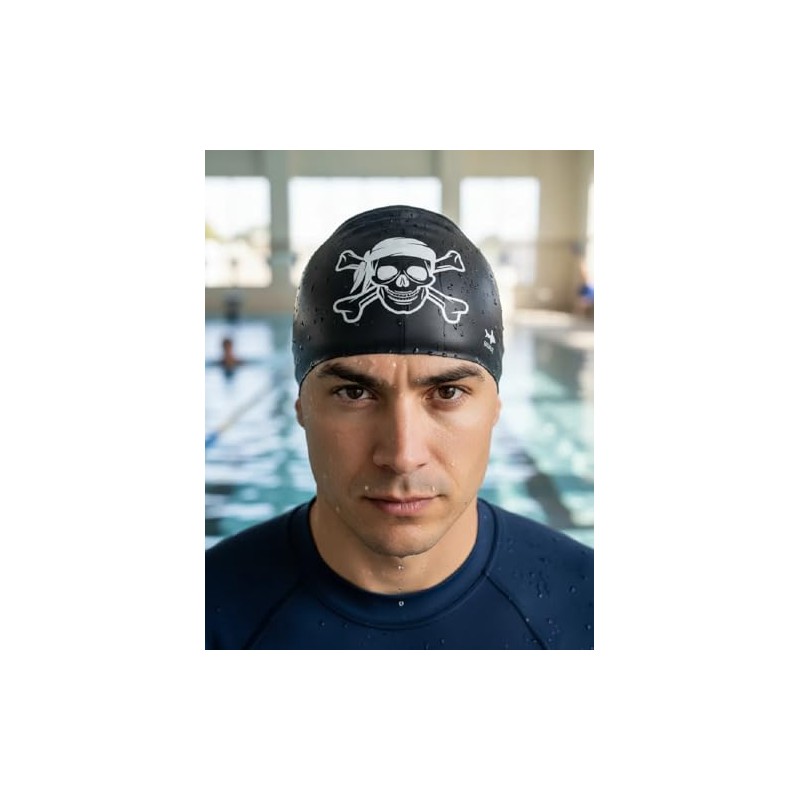 escualo Gorra para Natacion Unisex Adulto Modelo Calavera (Silicon) Impermeable,