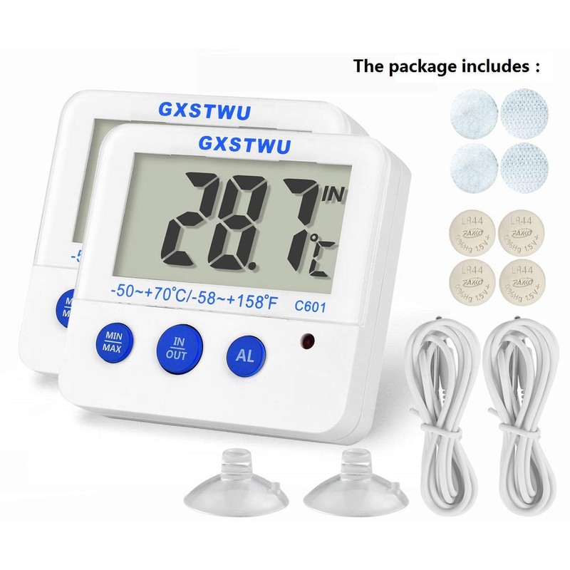 Fridge Freezer Thermometer Max/Min Memory GXSTWU High & Low Temperature