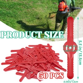 50Pcs Plastic Grass Trimmer Blades, Replacement Weed Wacker Replace Plastic Head Blades, String Trimmer Cutter Accessories Tool for Cordless Mower Lawn Field Garden Orchard Woods or Pastoral