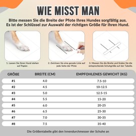 SlowTon Dog Shoes, Paw Protection, Pack of 2 Non-Slip Waterproof Dog Shoes with Reflective Velcro Fastening, Winter Snow Dog Boots for Large, Medium, Small Dogs, Outdoor Sports, Size 8