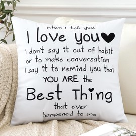 JOTOM Cushion Cover 55x55 cm I Love You You're The Best Things That Ever Happened to Me Throw Pillow Cover for Girlfriend Husband Wife Romantic Valentines Day Home Decor (White)