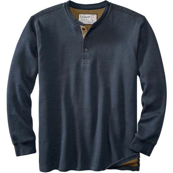 Legendary Whitetails Men's Standard Tough as Buck Double Layer Thermal Henley Shirt, Navy, Large