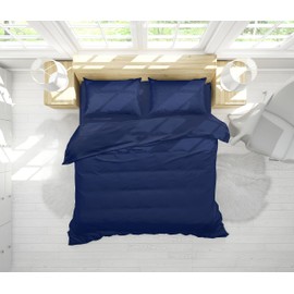 MistyMorning Plain Duvet Cover sets, Soft & Premium quality Bedding & Linen, Egyptian Cotton with 200 Thread Count. (Navy, Single)