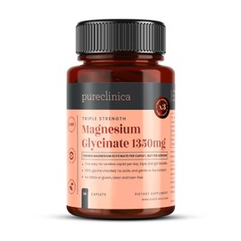 Triple Strength Magnesium Glycinate 1350mg x 90 Caplets – 202.5mg Elemental Magnesium Per Caplet – 3 Months Supply - 100% Glycine Chelated, Gentle on The Stomach