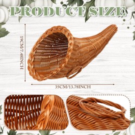 RimCereal Cornucopia Basket Set Fall Large Cornucopia Centerpieces Horn of Plenty Fall Harvest Decorations with 100 Pcs Artificial Leave Acorn Pumpkin Decoration for Home Thanksgiving Table(Neutral)