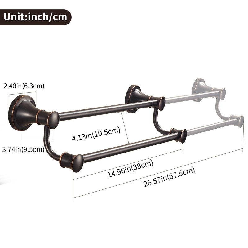WOLIBEER Bronze Double Towel Bar, Adjustable 14.96 to 26.57 inches