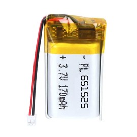 Qimoo 651525 3.7V Lipo Battery 70mAh 651525 Rechargeable Lithium Polymer Battery Pack with JST PH2.0mm Connector for Electronic Device