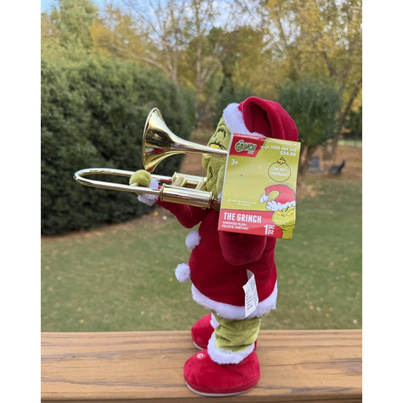 Gemmy Animated Dr. Seuss Plush Grinch Playing a Trombone You're
