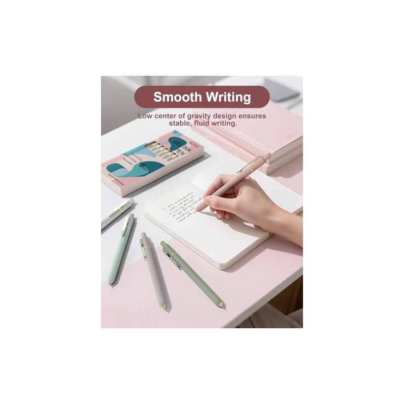 SUNEE Gel Pens, 6 Pack 0.5mm Pens Fine Point Smooth