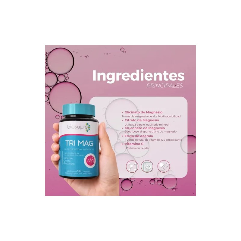 Biosuple Magnesio Cápsulas 600mg Sabor X90 Libre Gluten Vegano