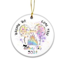 Family Vacation Trip Ornament for 2024, Magic Kingdom Park Castle with Fireworks, Land of Magic World Ornament, Keesake Ornament 2024 (Dream Castle)