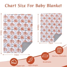 LAT LEE AND TOWN Baby Blankets, Super Soft Newborn Sleeping Blankets, Children's Room Duvet with Polka Dot Back for Toddlers, Babies, Girls, Boys (Red Flowers, S)