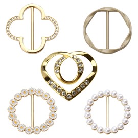 5 Stück Elegante Broschen Set für Damen Kleidung Ausschnitt Verkleinerer Anstecknadeln Cardigan Clips Brautkleid Schleppennadel Kleider Pin Anstecker