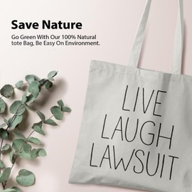 Veqzc Lawyer Canvas Tote Bag,Live Laugh Lawsuit Tote Bag For Shopping Market Work,Canvas Shoulder Bag For Lawyer,Lawyer Graduation Gifts