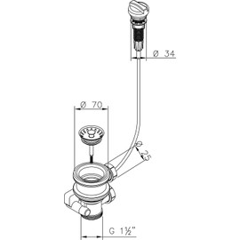 AQUADE Sink Drain Fitting 1 1/2 Inch 70 mm with Excenter Valve + Overflow - Drain Kitchen Sink Drain Strainer Sink Drain Fitting Sink with Overflow Strainer Basket Eccentric Valve & Sink Drain Set