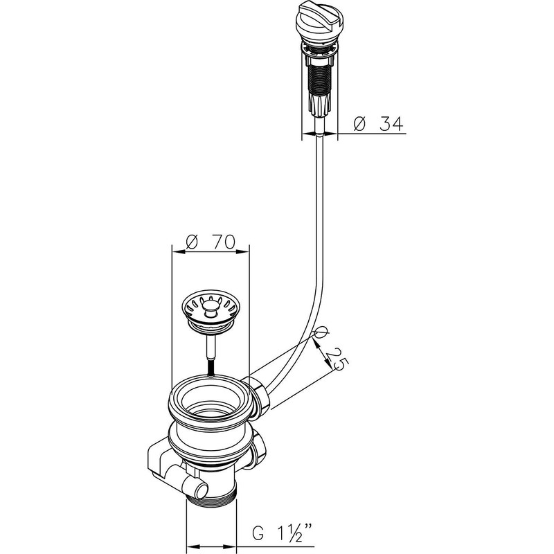 AQUADE Sink Drain Fitting 1 1/2 Inch 70 mm with