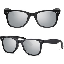 MEETSUN Polarized Sunglasses for Men Women Classic Retro Square Driving Sun Glasses UV400 Protection Silver Mirrored