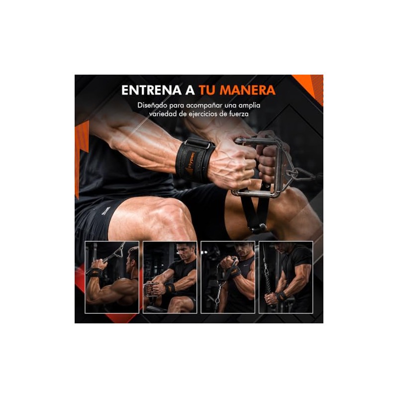 Hyperz - Muñequeras con Straps para Gym Par Muñequeras Acolchado