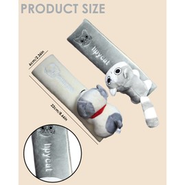 JUKOTA 2 Stück Gurtpolster Auto Kinder,Abnehmbar und wiederverwendbar,Auto Gurtpolster mit Katzen- und Hundefiguren,Schutzkissen und Samtbeutel Groß für mehr Komfort auf der Reise