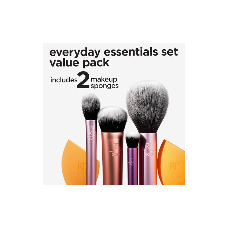 Real Techniques, Everyday Essentials, Set de Brochas de Maquillaje con