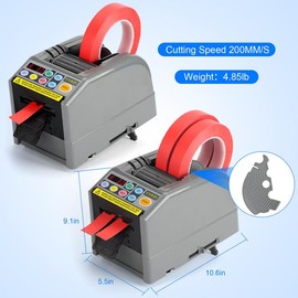 Ribbon Cutting Machine, Semi-Automatic Tape Dispenser, 6-60mm Width, 5-999mm Length, Transparent/Double-Sided Tape, Part Number YUZSU-9, Plastic