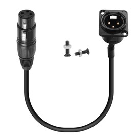 QIANRENON XLR Panel Mount Short Cable Connector Mic Socket Gold Plated 3Pin XLR Male to Female Fixed Mount Cable Adapter XLR Feedthrough Bulkhead Mount Converter,for Mixer Stage Lighting,35cm/13.8in