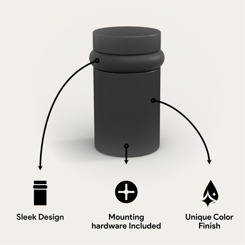 Mega Handles Floor Door Stopper, Black Stopper Quickly Installed Wall