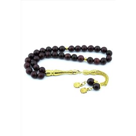 Natural Dragon Bloodwood Prayer Beads – Handcrafted Islamic Tasbih with Tassel – 33 Beads Rosary for Dhikr & Meditation – Worship Accessory – Dragon Blood Tree Wood