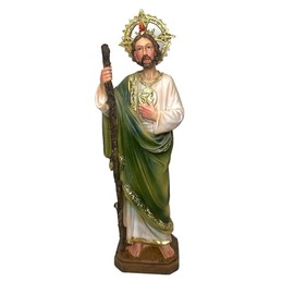 Moviebros Saint Jude Religious Statue, 12 Inch Hand-Painted Figure, White and Green