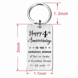 HYHYDHP 4 Year Anniversary Keychain Gifts for Her, Happy 4th Fourth Wedding Anniversary for Wife