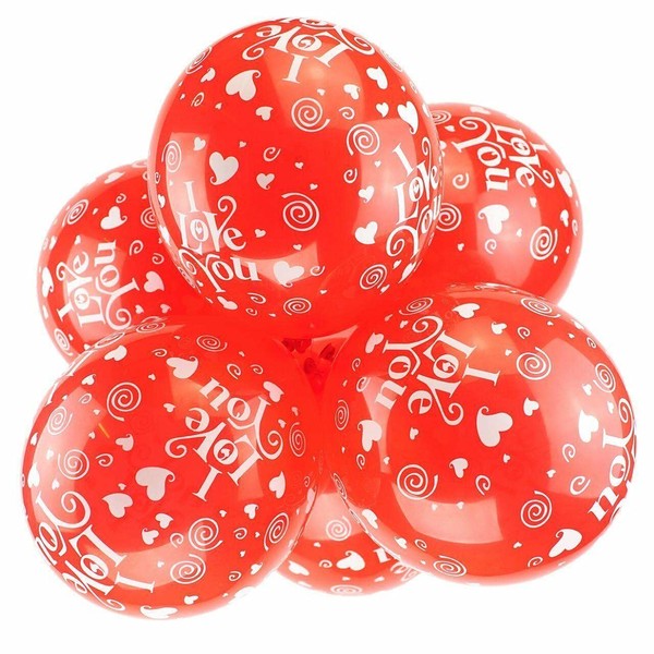 Happium 12" Latex Assorted I Love You Red Hearts Balloons,